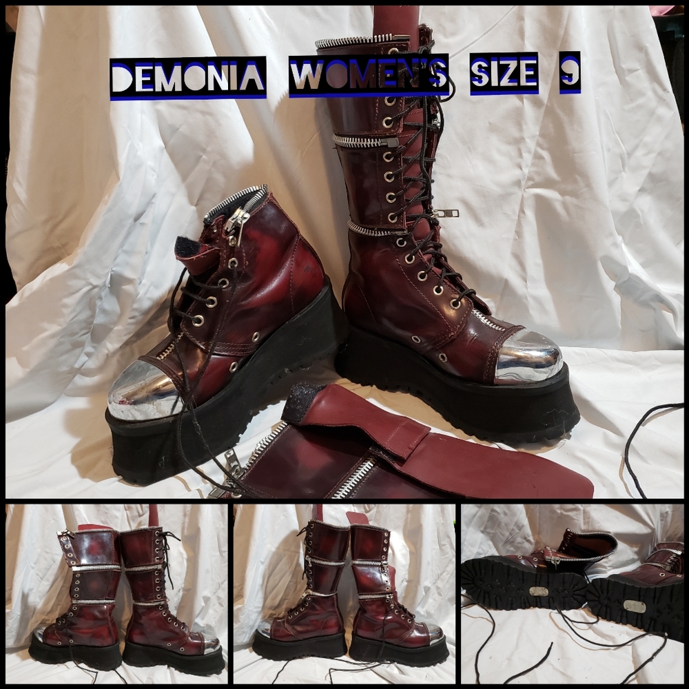 Demonia Burgundy Boots Women's Size 9